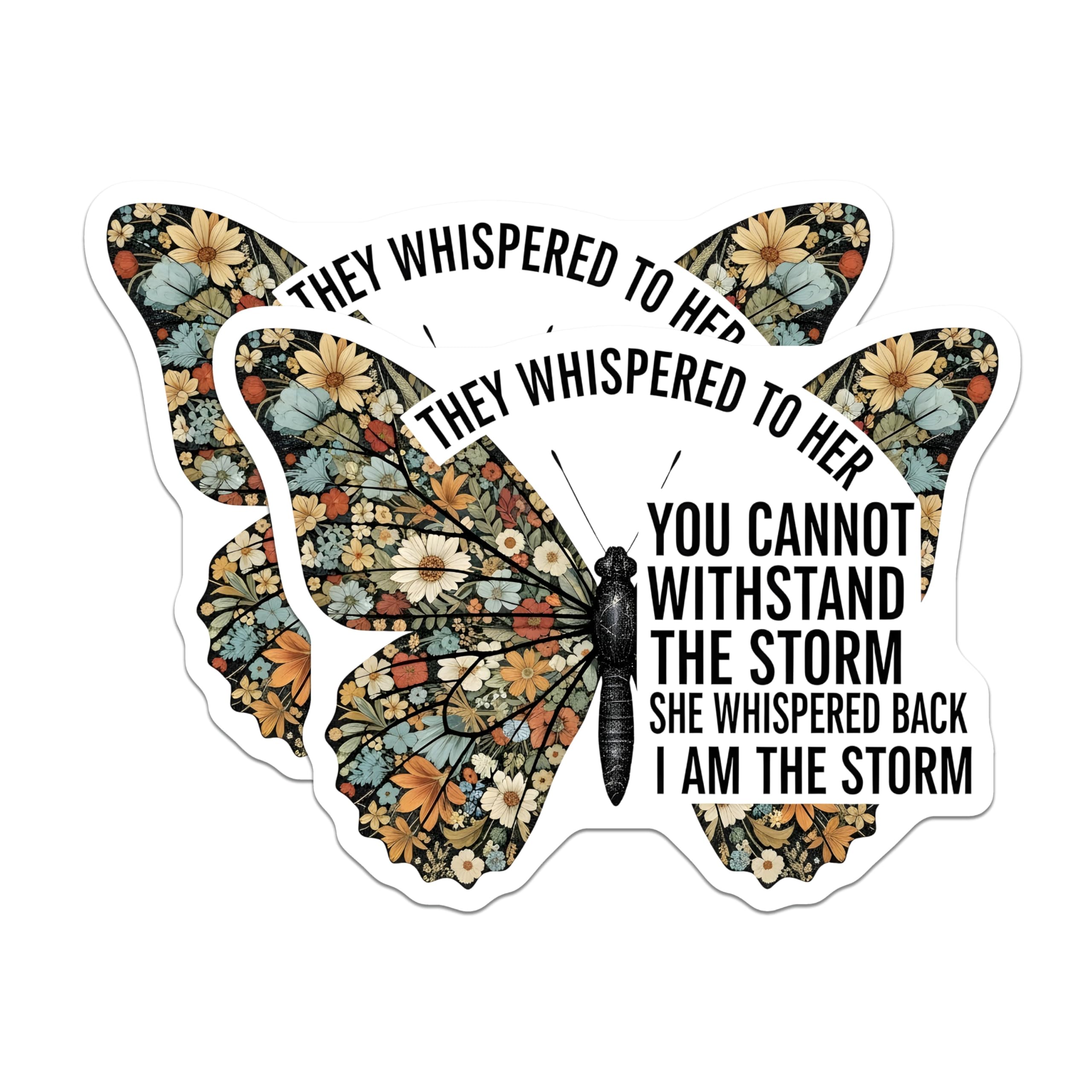 (2 Pack) Butterfly Magnets - I Am The Storm Decor - Floral Butterfly Art - 5" On Longest Side - Premium Magnet - for Cars, Refrigerators, Toolboxes, Lockers - Made in USA - MAG18293