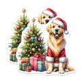 (2 Pack) Santa Golden Retriever Magnets - Cheerful Christmas Dog Decor - Festive Holiday Refrigerator Art for Home - 5 Inches On Longest Side - Thick Durable Magnet - Made in USA - MAG23918