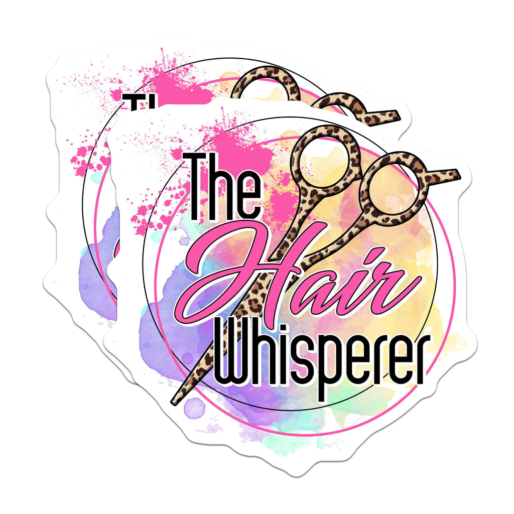 (2 Pack) The Hair Whisperer Stickers - Fun Hair Styling Stickers - Barber Salon Decor Stickers - 5" On Longest Side - Sticks to Any Smooth Flat Surface - Made in USA - BMCS3438