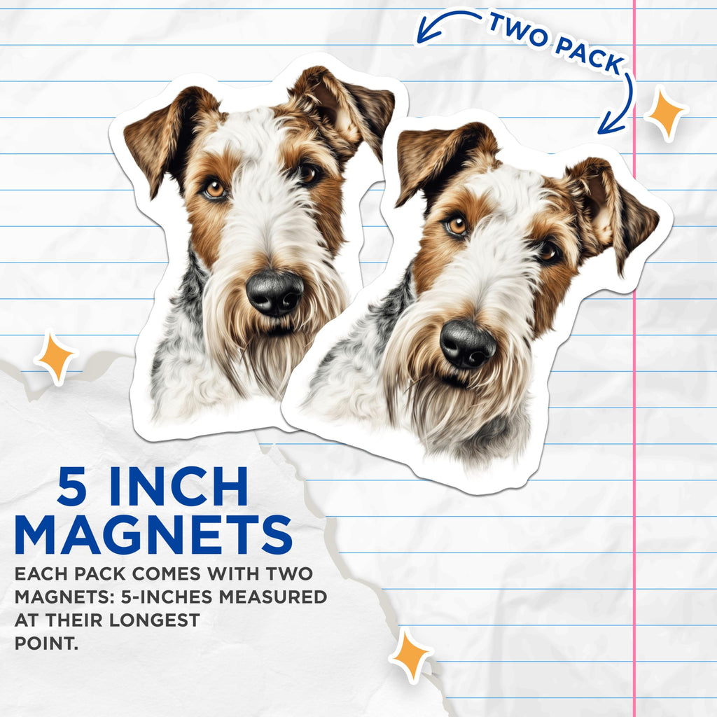 (2 Pack) Wire Fox Terrier Magnets - Dog Lover Decor - Pet Owner Present - Breed Specific Art - 5 Inches On Longest Side - Thick Durable Magnet - Made in USA - MAG27702