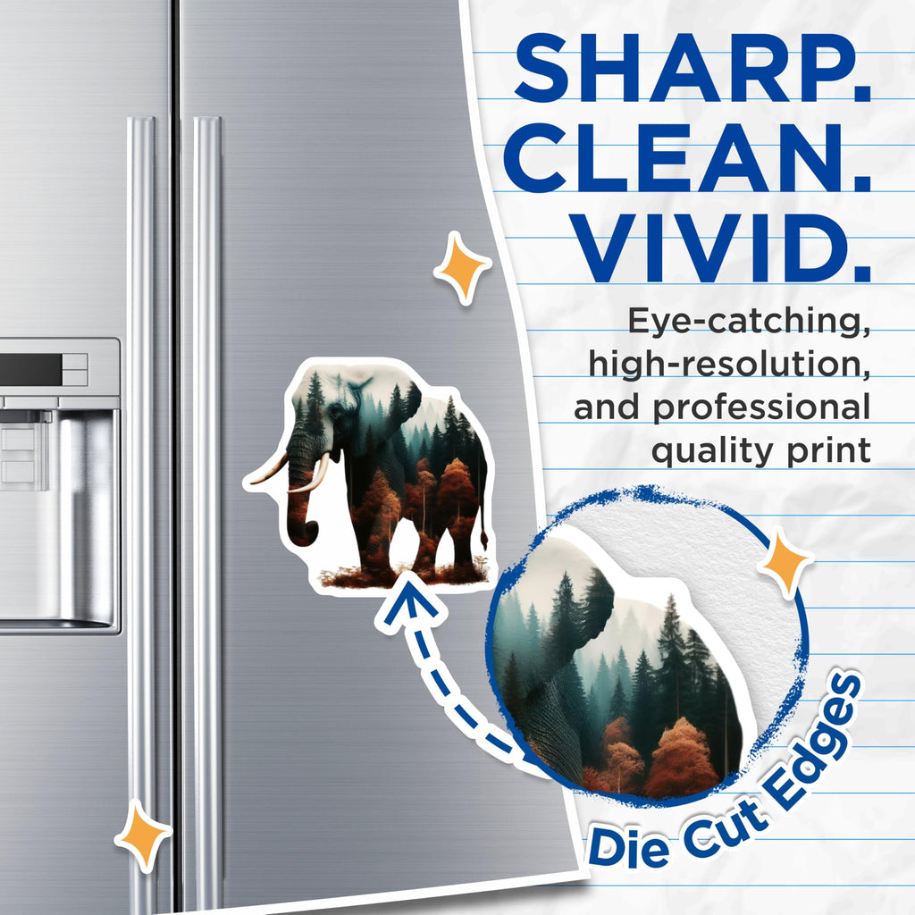 (2 Pack) Elephant Nature Magnets - Forest Animal Fridge - Artistic Home Decors - 5" On Longest Side - Premium Magnet - for Cars, Refrigerators, Toolboxes, Lockers - Made in USA - MAG14811