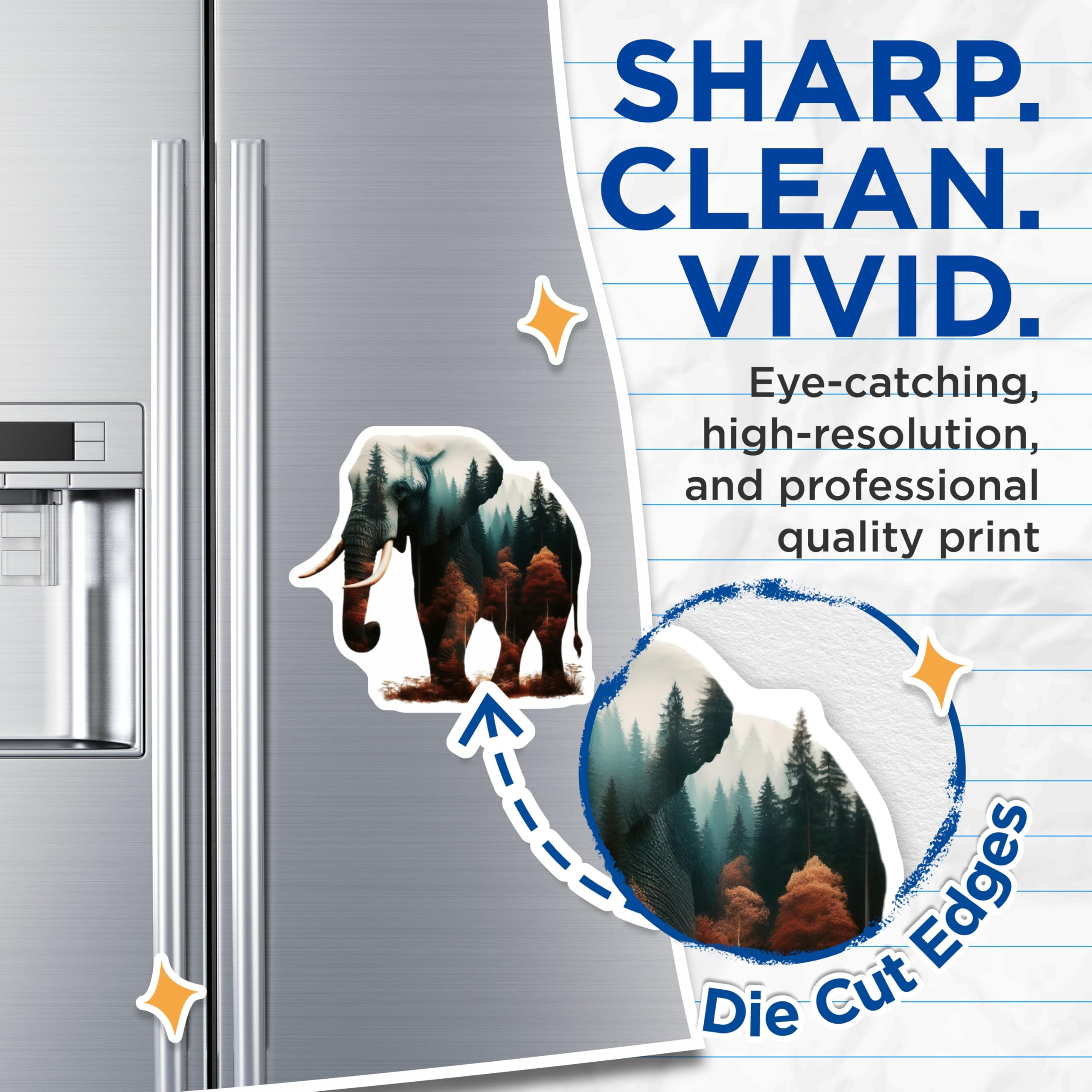 (2 Pack) Elephant Nature Magnets - Forest Animal Fridge - Artistic Home Decors - 5" On Longest Side - Premium Magnet - for Cars, Refrigerators, Toolboxes, Lockers - Made in USA - MAG14811