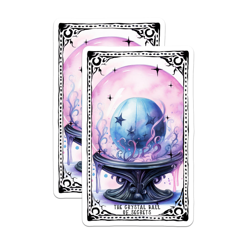 (2 Pack) Mystical Crystal Ball Stickers - Fantasy Tarot Card Stickers - Witchy Art Stickers - 5" On Longest Side - Sticks to Any Smooth Flat Surface - Made in USA - BMCS3588