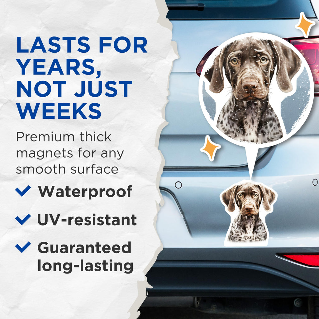 (2 Pack) German Shorthaired Pointer Magnets - GSP Dog Art - Pet Owner Refrigerator Decor - 5 Inches On Longest Side - Thick Durable Magnet - Made in USA - MAG30640