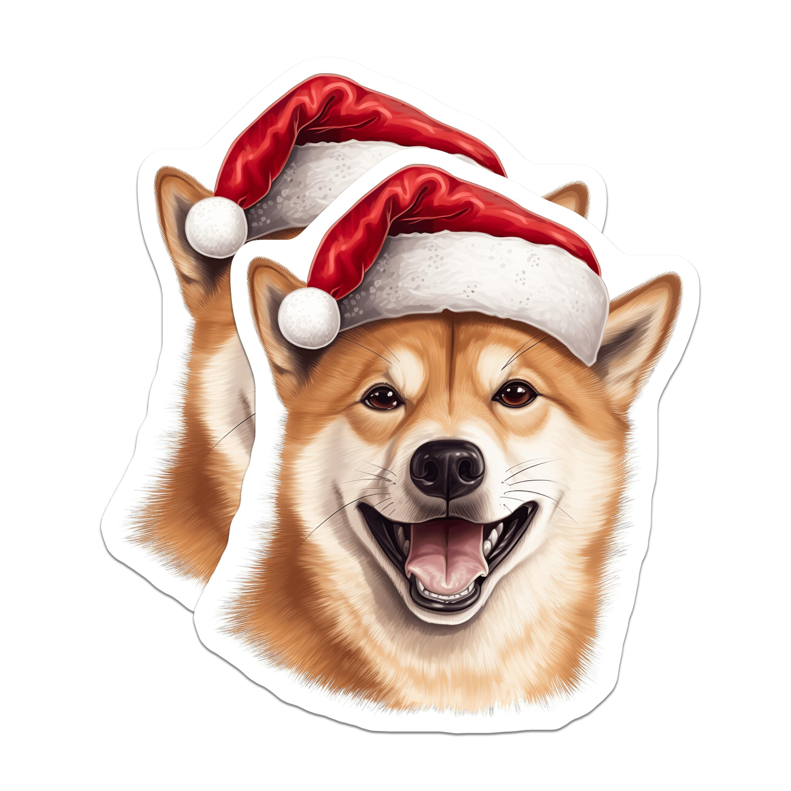 (2 Pack) Shiba Inu Magnets - Christmas Dog - Holiday Fridge Decor - 5 Inches On Longest Side - Thick Durable Magnet - Made in USA - MAG25001