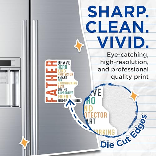(2 Pack) Dad Hero Magnets - Father Appreciation Magnets - Thoughtful Dad Quote Magnets - 5" On Longest Side - for Cars, Refrigerators, Toolboxes, Lockers - Made in USA BMCS3103