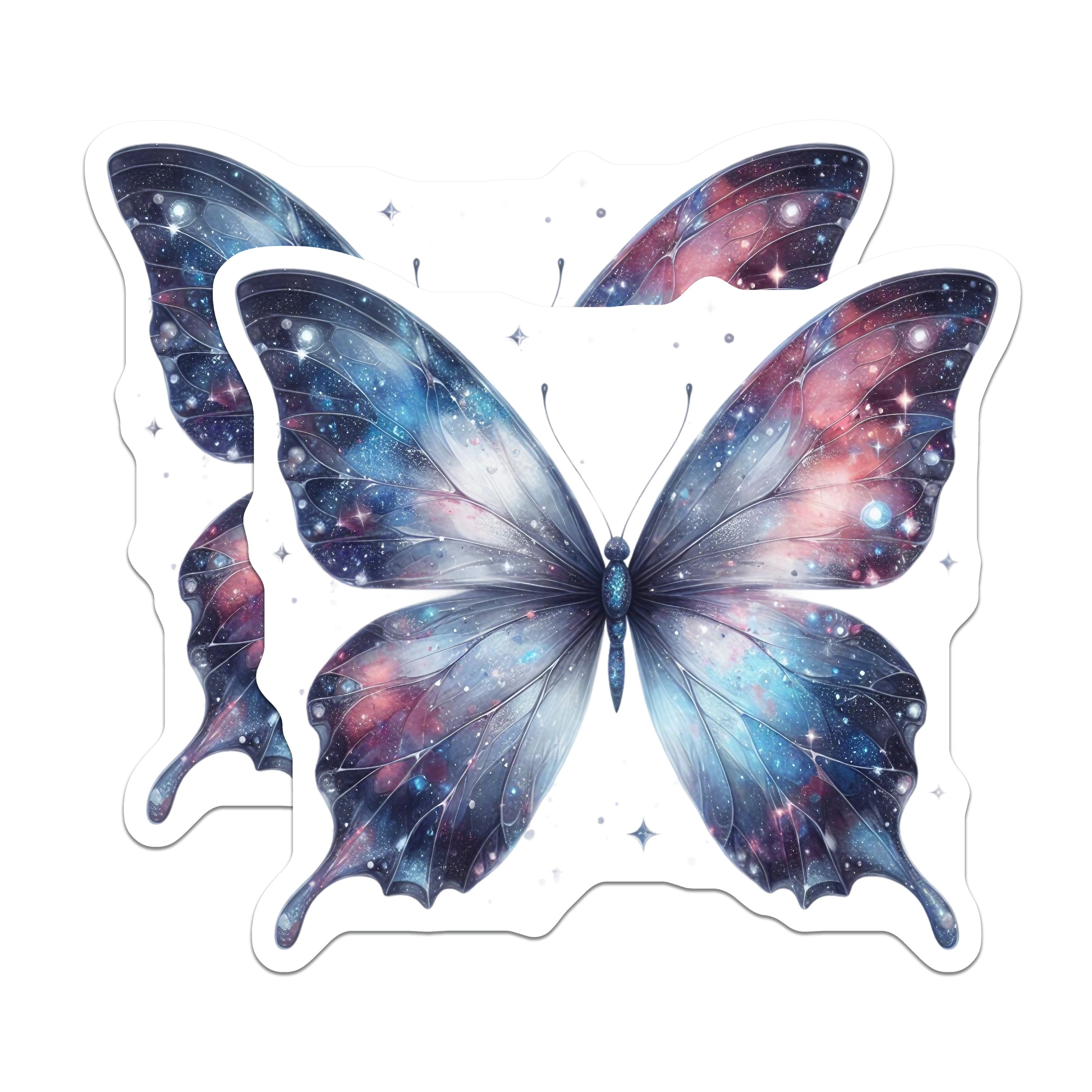 (2 Pack) Galaxy Butterfly Magnets - Cosmic Aesthetic Decor - Ethereal Space Art - 5 Inches On Longest Side - Thick Durable Magnet - Made in USA - MAG37757