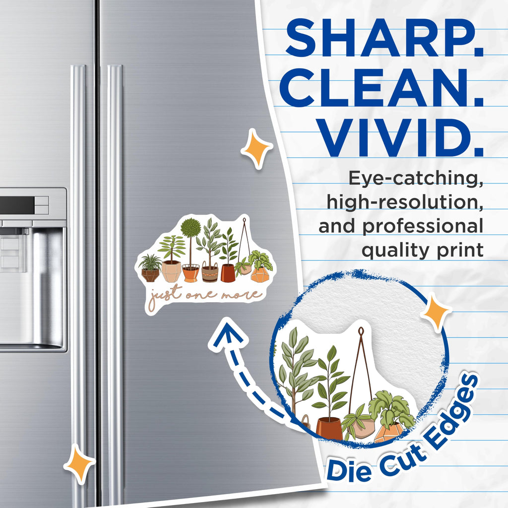 (2 Pack) House Plant Magnets - Plant Lover - Just One More - Home Decor - 5" On Longest Side - Premium Magnet - for Cars, Refrigerators, Toolboxes, Lockers - Made in USA - MAG18770