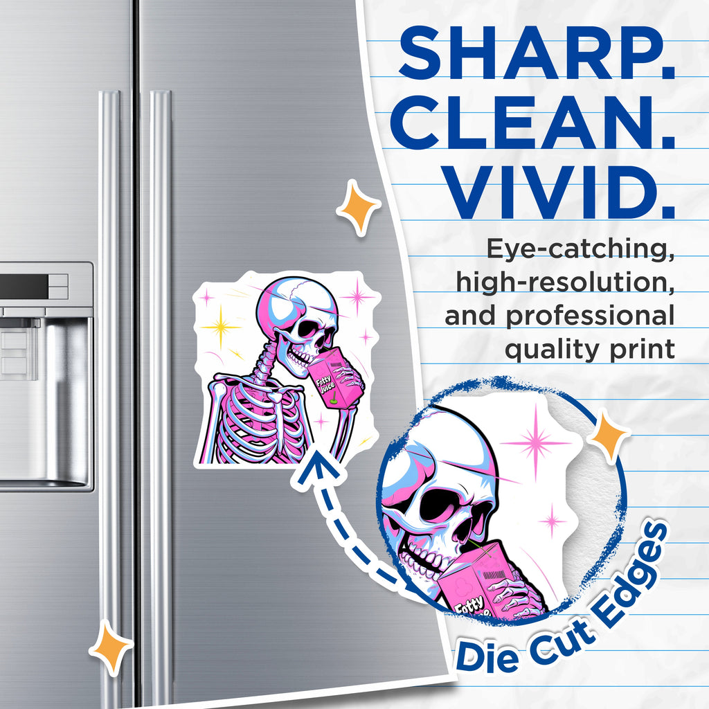 (2 Pack) Vaporwave Skeleton Magnets - Pastel Goth E-Girl Fridge Locker Decor - Quirky Skull Juice Box Aesthetic - 5 Inches On Longest Side - Thick Durable Magnet - Made in USA - MAG37427