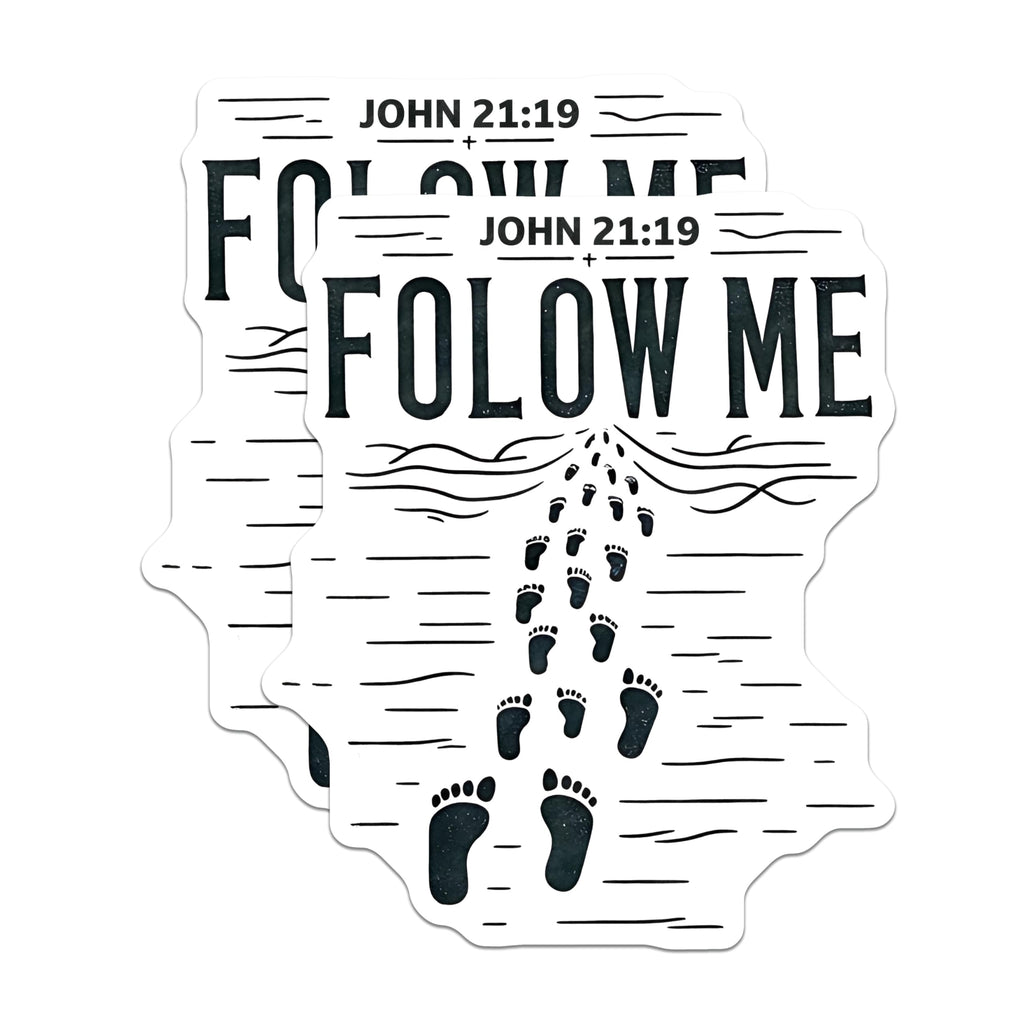 (2 Pack) John 21:19 Follow Me Magnets - Christian Faith Decor - Bible Verse Inspiration - 5 Inches On Longest Side - Thick Durable Magnet - Made in USA - MAG30151
