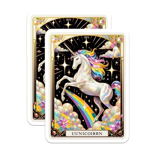 (2 Pack) Fantasy Decor Magnet - Rainbow Magic - Whimsical Art - Mystical Creatures - Enchanted World - 5" On Longest Side - Sticks to Smooth Flat Surfaces - Made in USA - MAG10139