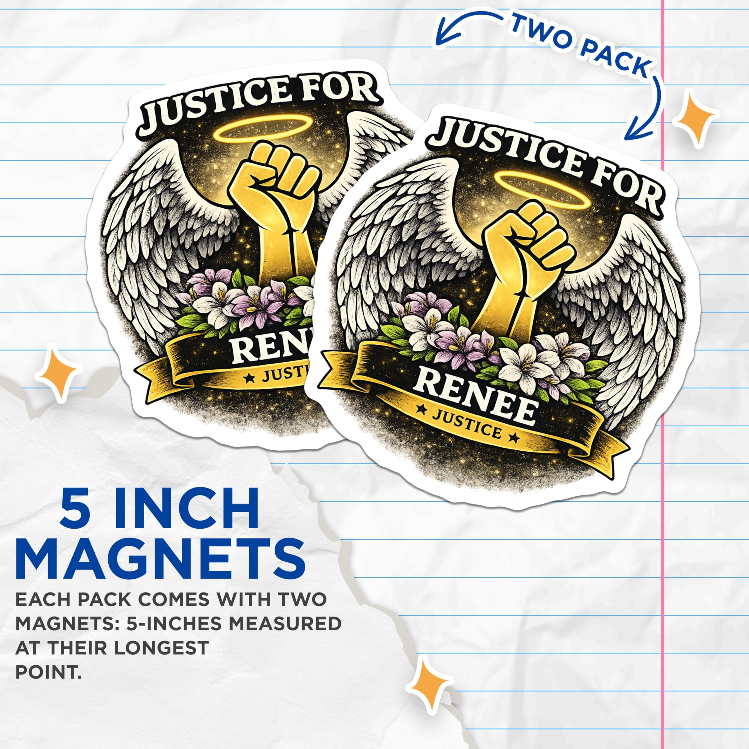 Justice for Renee - Minnesota Protest - Social Justice - 2 Pack Thick Magnet - Made in USA - JRGMAG002