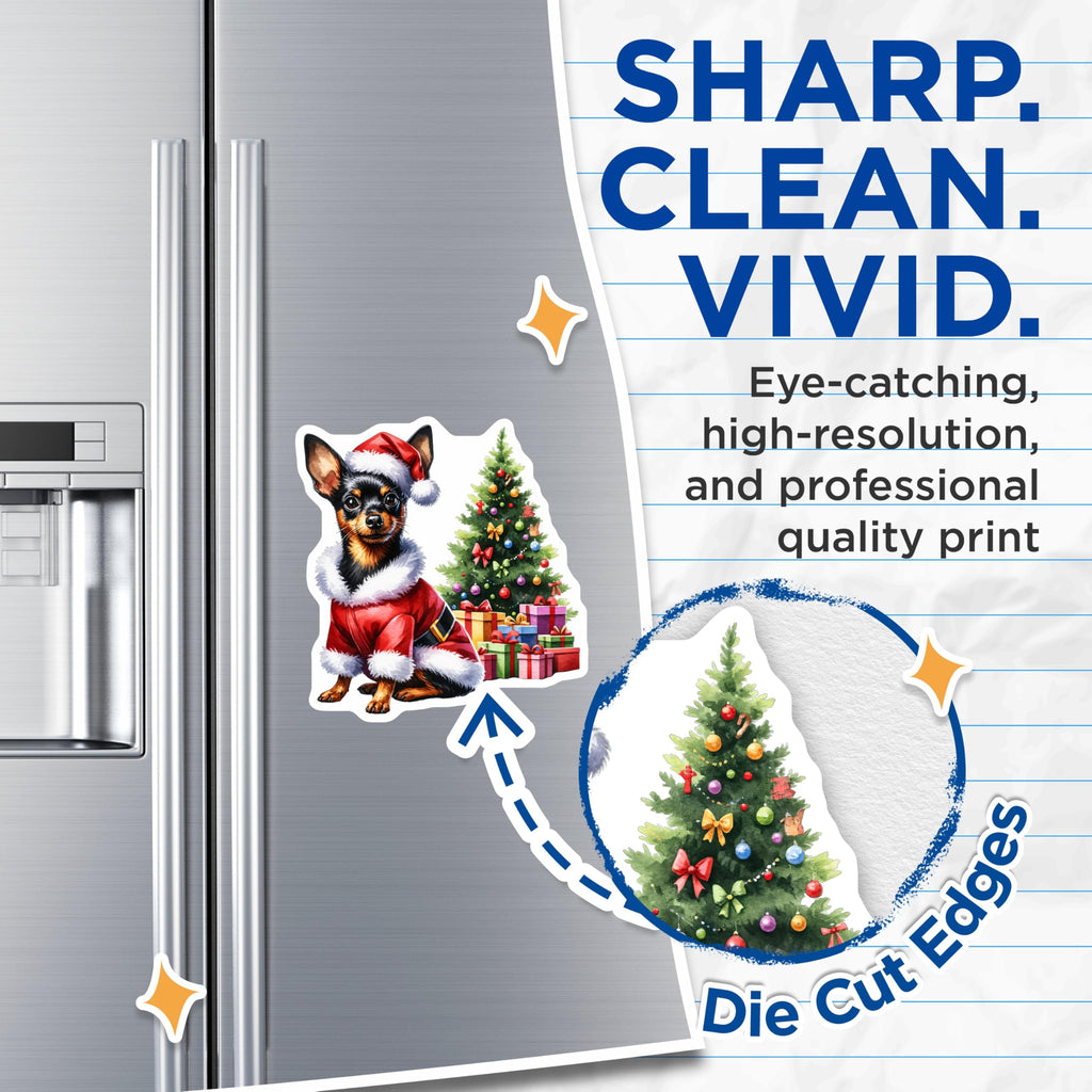(2 Pack) Christmas Dog Magnets - Santa Pet Magnets - Holiday Animal Decor - Cute Watercolor Canine Xmas Fridge Art - 5 Inches On Longest Side - Thick Durable Magnet - Made in USA - MAG28530