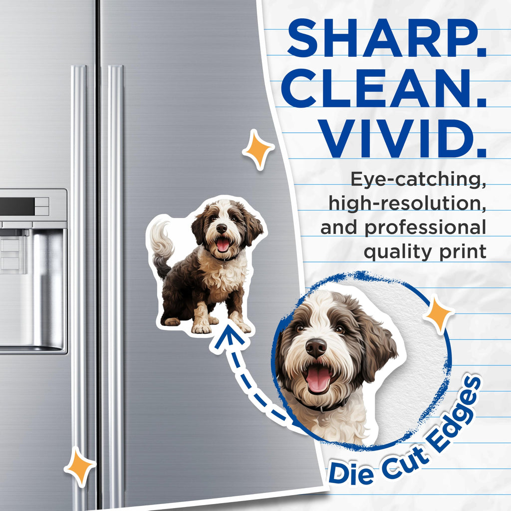 (2 Pack) Happy Doodle Dog Magnets - Pet Lover Refrigerator Decor - Cute Puppy Animal Accessory - 5 Inches On Longest Side - Thick Durable Magnet - Made in USA - MAG27710