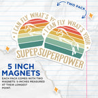 (2 Pack) I Can Fly Magnets - What's Your Superpower - Horse Lovers - Decorative Magnets - Inspirational Magnets - 5" On Longest Side - for Cars, Fridges, Toolboxes - Made in USA - MAG5587