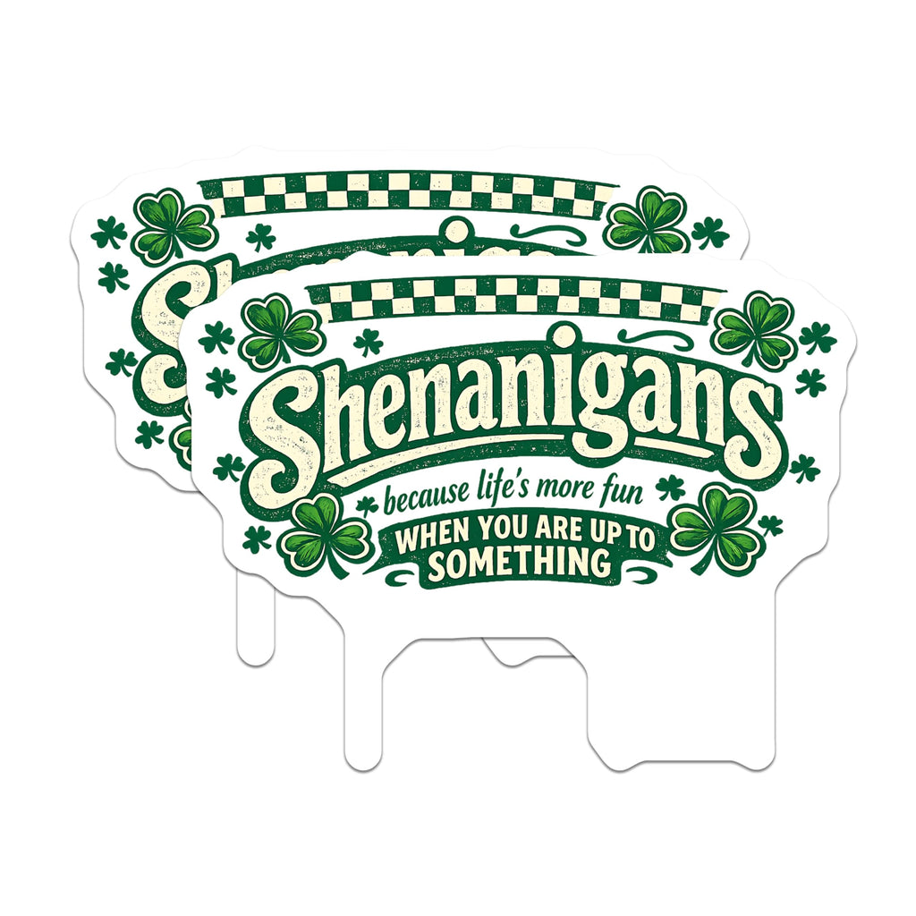 (2 Pack) Shenanigans Magnets - St Patricks Day Decor - Witty Irish Quote Refrigerator Magnets - Fun Clover Locker Accessories - 5 Inches On Longest Side - Thick Durable Magnet - Made in USA - MAG21572