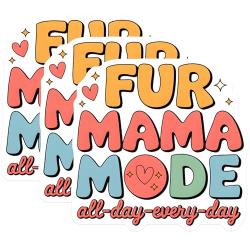 (3 Pack) Fur Mama Decals - Dog Lover Decal - Pet Owner - Laptop Decal- 3 Inches On Longest Side - Easy Peel & Apply - Made in USA - 3MCS5859