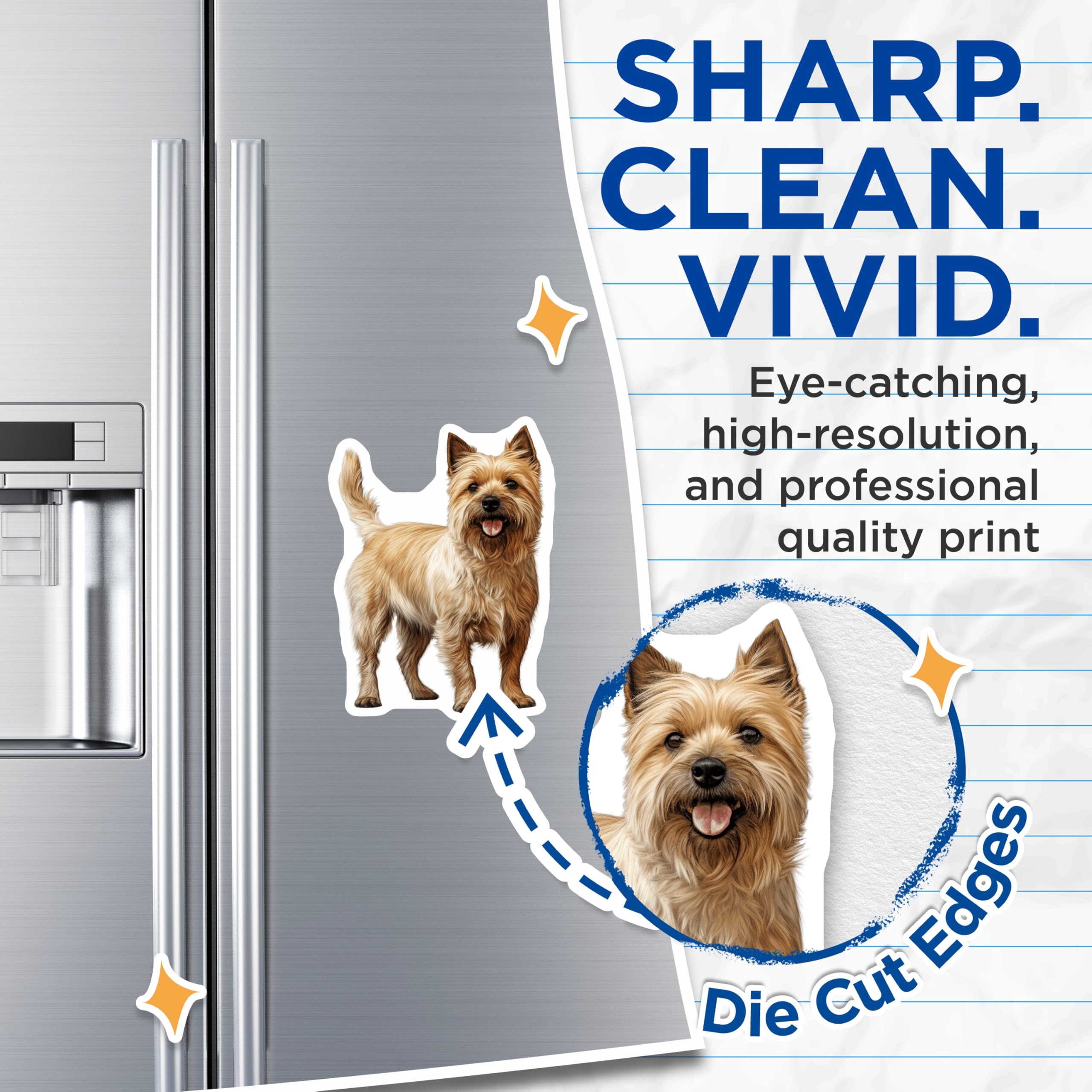 (2 Pack) Cairn Terrier Magnets - Adorable Dog Illustration Decor - Pet Owner Collectibles for Fridge - 5 Inches On Longest Side - Thick Durable Magnet - Made in USA - MAG24034