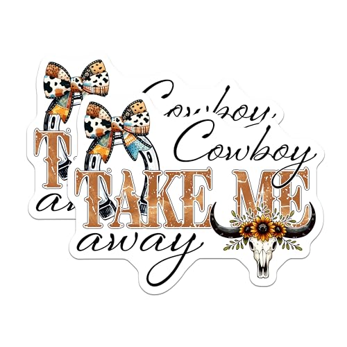 (2 Pack) Cowboy Take Me Away Magnets - Western Cowgirl Theme Magnets - Rustic Southwest Decor Magnets - 5" On Longest Side - for Cars, Refrigerators, Toolboxes, Lockers - Made in USA BMCS3158