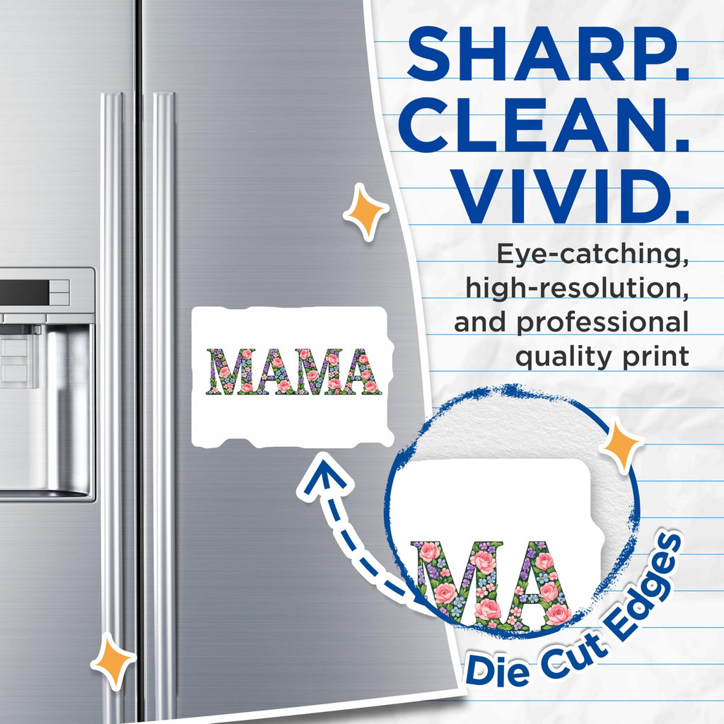 (2 Pack) Floral Mama Lettering Magnets - Mother's Day Home Decoration - Refrigerator Locker Display for Moms - 5 Inches On Longest Side - Thick Durable Magnet - Made in USA - MAG21832