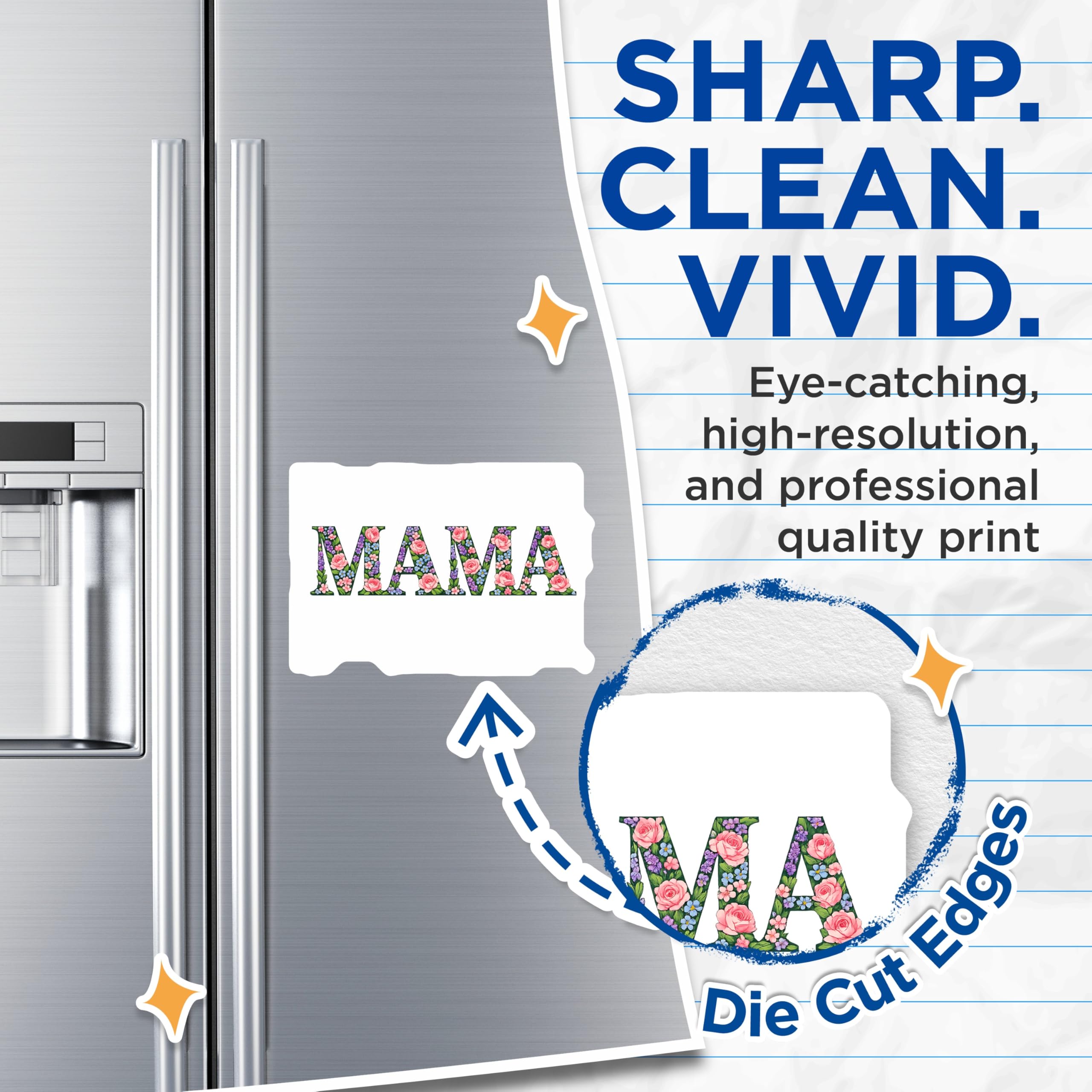 (2 Pack) Floral Mama Lettering Magnets - Mother's Day Home Decoration - Refrigerator Locker Display for Moms - 5 Inches On Longest Side - Thick Durable Magnet - Made in USA - MAG21832