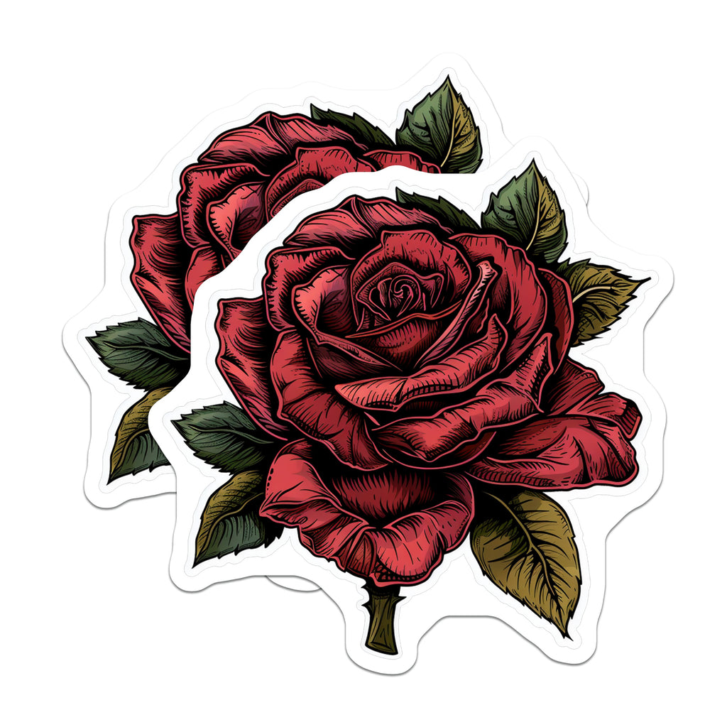 (2 Pack) Red Rose Magnets - Botanical Flower Decor - Romantic Floral Fridge Locker Whiteboard Accessory - 5 Inches On Longest Side - Thick Durable Magnet - Made in USA - MAG39415