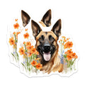 (2 Pack) German Shepherd Magnets - Happy Dog Art - Floral Pet Decor - 5 Inches On Longest Side - Thick Durable Magnet - Made in USA - MAG26376
