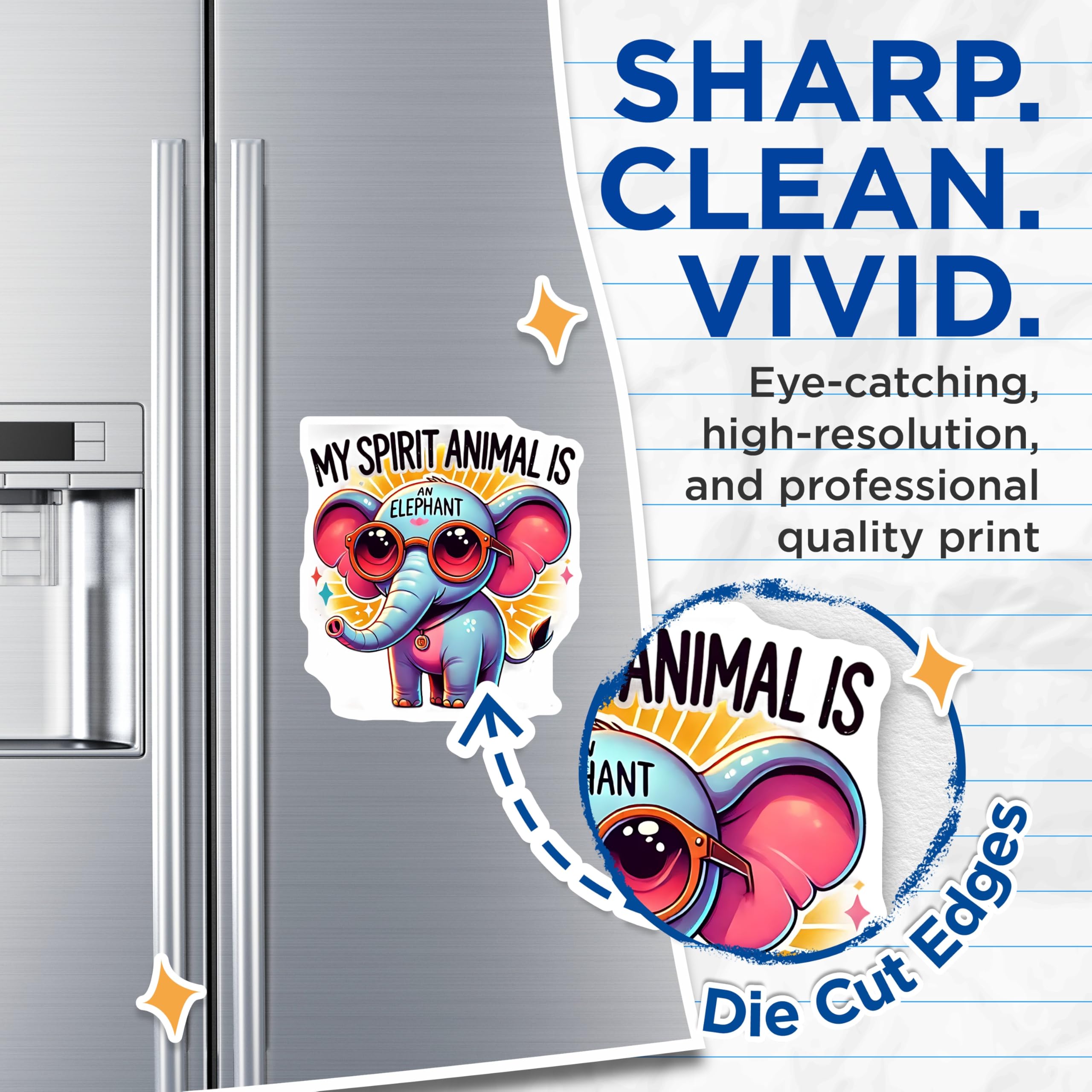 (2 Pack) Elephant Spirit Animal Magnets - Cute Animal - Fridge Magnets - 5" On Longest Side - Premium Magnet - for Cars, Refrigerators, Toolboxes, Lockers - Made in USA - MAG15662