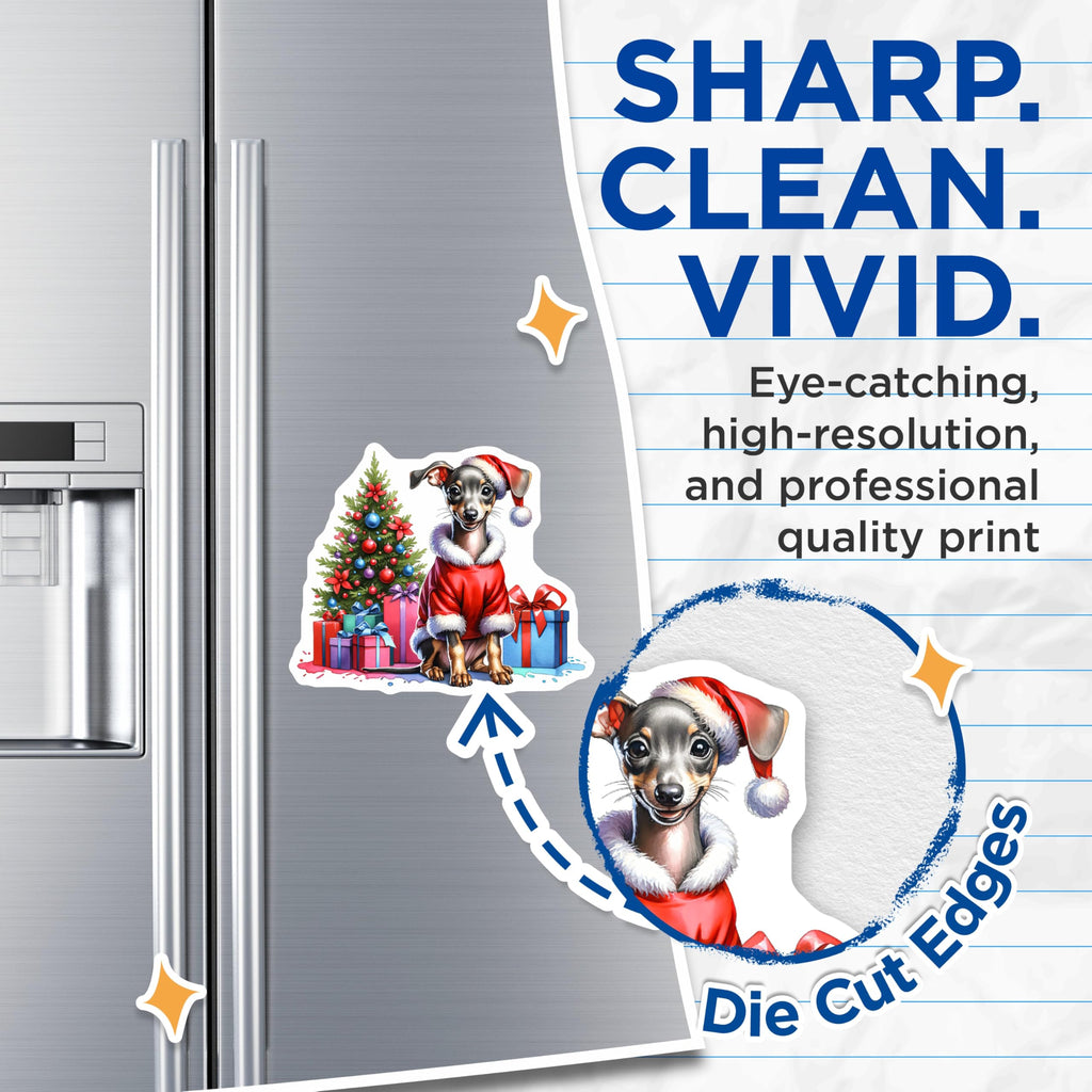 (2 Pack) Christmas Dog Magnets - Santa Puppy Refrigerator Decor - Holiday Pet Lover Stocking Stuffer - 5 Inches On Longest Side - Thick Durable Magnet - Made in USA - MAG28291