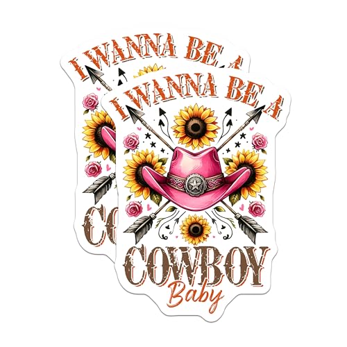 (2 Pack) I Wanna Be a Cowboy Baby Magnets - Country Style Magnets - Fun and Whimsical Home Decor Magnets - 5" On Longest Side - for Cars, Refrigerators, Toolboxes, Lockers - Made in USA BMCS3147