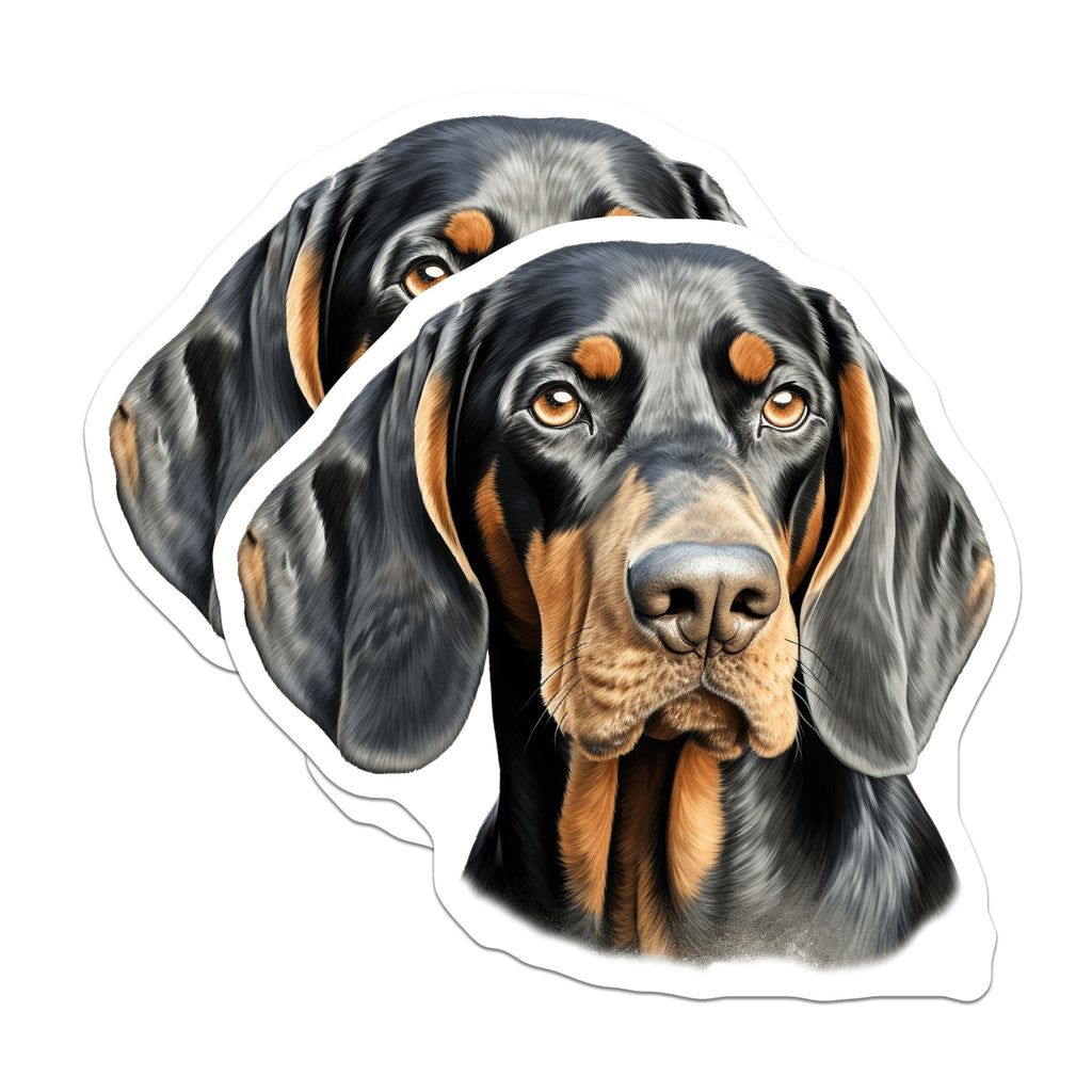 (2 Pack) Black Tan Coonhound Magnets - Hound Dog Lovers - Pet Owner Decor - 5 Inches On Longest Side - Thick Durable Magnet - Made in USA - MAG30525