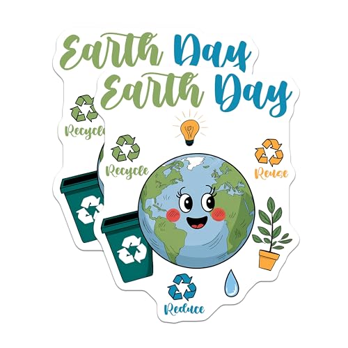 (2 Pack) Earth Day Magnets Magnets - 5" On Longest Side - Made in USA - Sticks to Refrigerators & Metal Surfaces - MAG8442