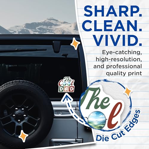 (2 Pack) The Cool Dad Stickers - Retro Dad Stickers - Father's Day Celebration Stickers - 5" On Longest Side - Sticks to Any Smooth Flat Surface - Made in USA - BMCS3235
