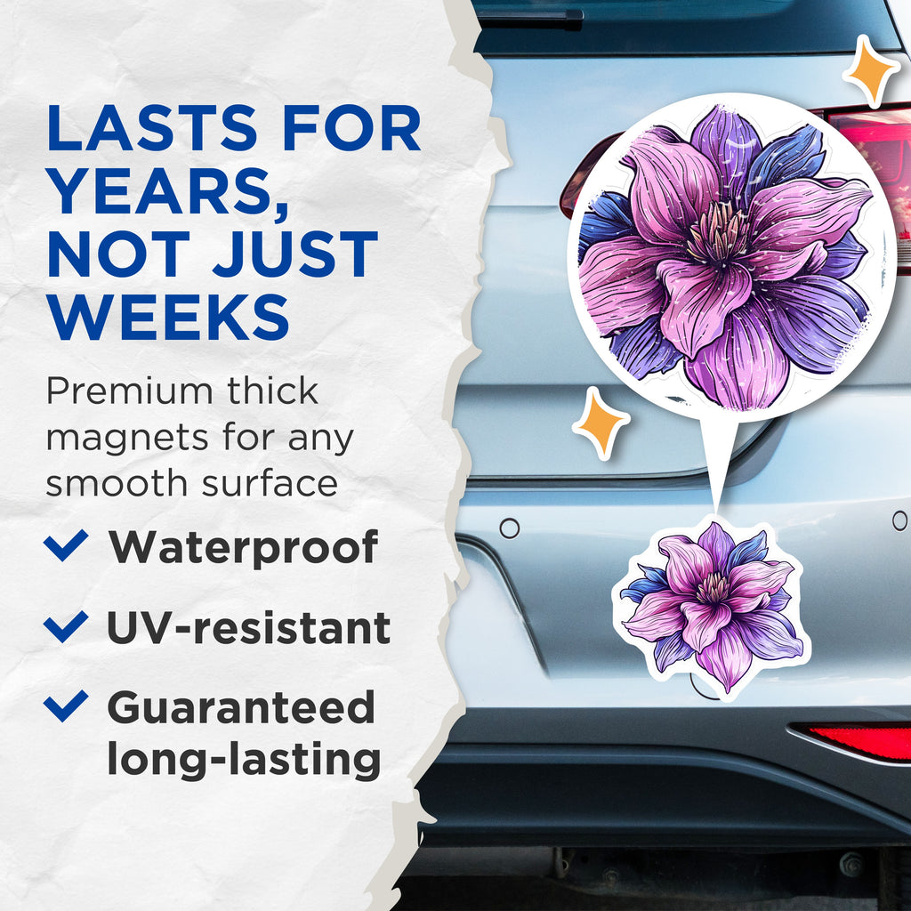 (2 Pack) Vibrant Flower Magnets - Artistic Botanical Art Decor - Whimsical Floral Refrigerator Magnets - 5 Inches On Longest Side - Thick Durable Magnet - Made in USA - MAG39936
