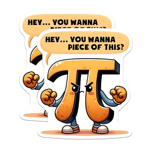 (2 Pack) Funny Math Stickers - Pi Symbol Joke - Geeky Nerd for Laptop Journal Water Bottle - 5" On Longest Side - Sticks to Smooth Flat Surfaces - Made in USA - BMCS8167