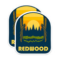 (2 Pack) Redwood Magnets - Redwood Forest - Sunset Souvenir - 5" On Longest Side - Premium Magnet - for Cars, Refrigerators, Toolboxes, Lockers - Made in USA - MAG18603