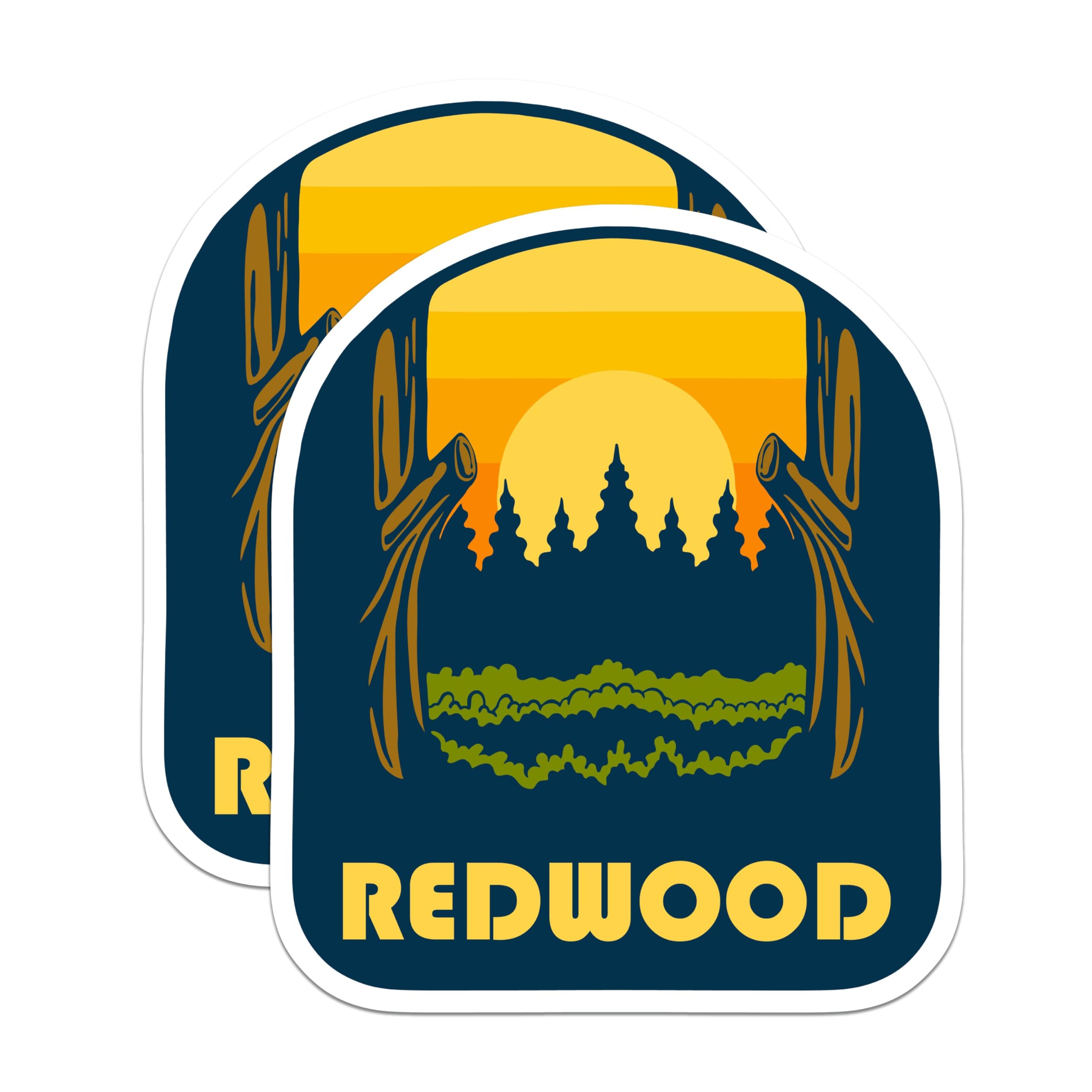 (2 Pack) Redwood Magnets - Redwood Forest - Sunset Souvenir - 5" On Longest Side - Premium Magnet - for Cars, Refrigerators, Toolboxes, Lockers - Made in USA - MAG18603