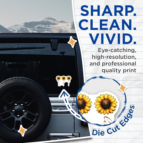 (2 Pack) Sunflower Faith Hope Love Stickers - Inspirational Vinyl Decal - Positive Quote for Laptops and Water Bottles - 5" On Longest Side - Sticks to Smooth Flat Surfaces - Made in USA - BMCS7987
