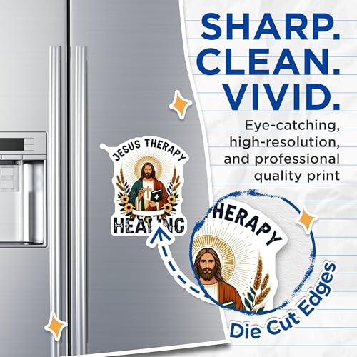 (2 Pack) Jesus Therapy Healing Magnets - Christian Faith - Religious Inspirational Magnets - Bible Verse Magnets - 5" On Longest Side - for Cars, Fridges, Toolboxes - Made in USA - MAG4313