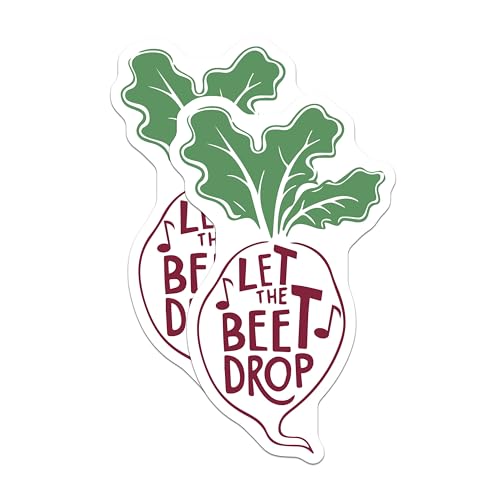 (2 Pack) Let The Beet Drop Magnets - Funny Vegetable Pun - Kitchen Decor - 5" On Longest Side - Premium Magnet - for Cars, Refrigerators, Toolboxes, Lockers - Made in USA - MAG18565