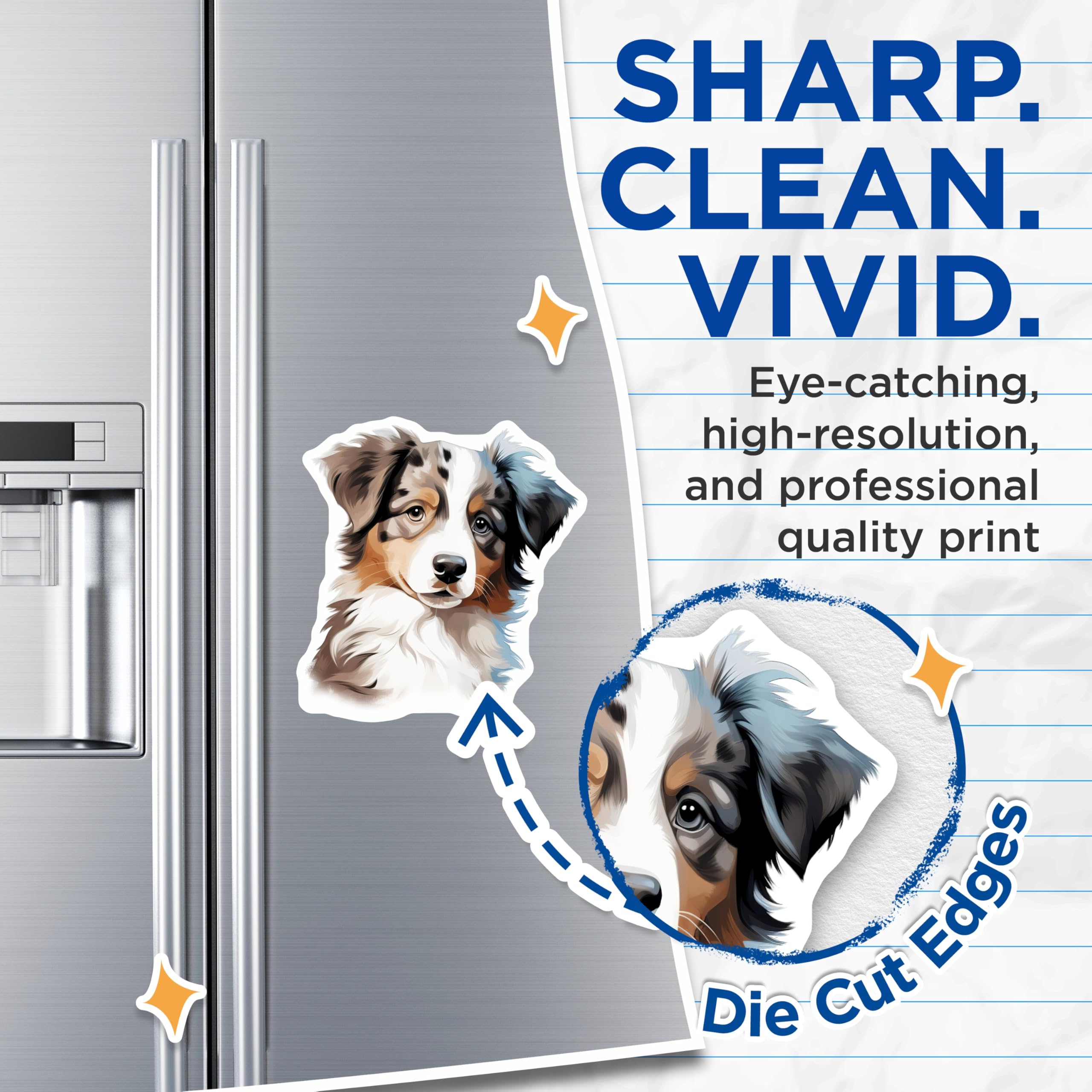 (2 Pack) Australian Shepherd Magnets - Aussie Dog Fridge Decor - Cute Puppy Pet Lover Accessory - 5 Inches On Longest Side - Thick Durable Magnet - Made in USA - MAG29935