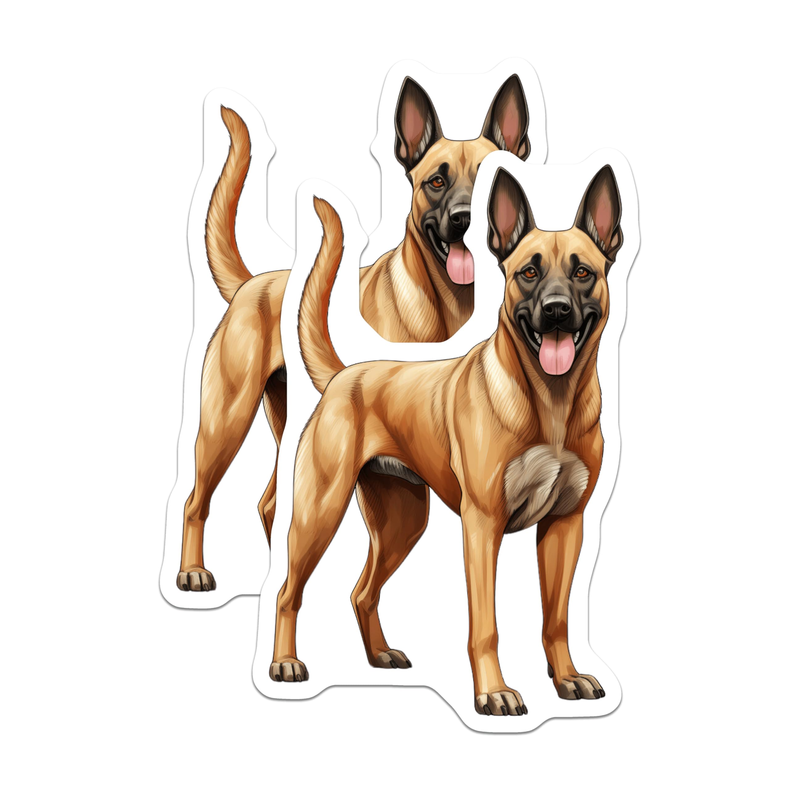 (2 Pack) Belgian Malinois Magnets - Malinois Dog Lover Decor - K9 Working Dog Breed Art - 5 Inches On Longest Side - Thick Durable Magnet - Made in USA - MAG27387
