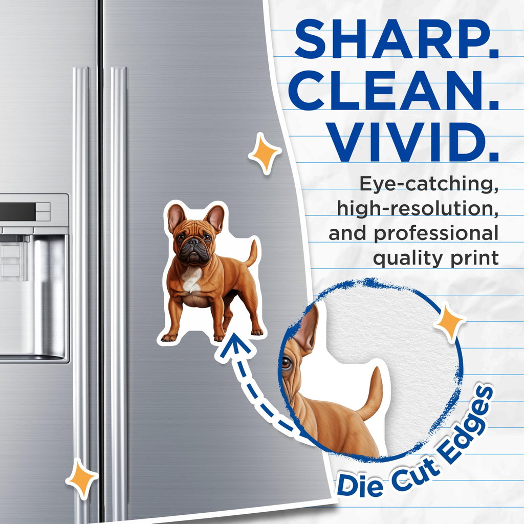 (2 Pack) French Bulldog Magnets - Fawn Frenchie Dog Lover - Pet Owner Refrigerator Decor - Cute Animal Breed Art - 5 Inches On Longest Side - Thick Durable Magnet - Made in USA - MAG29753