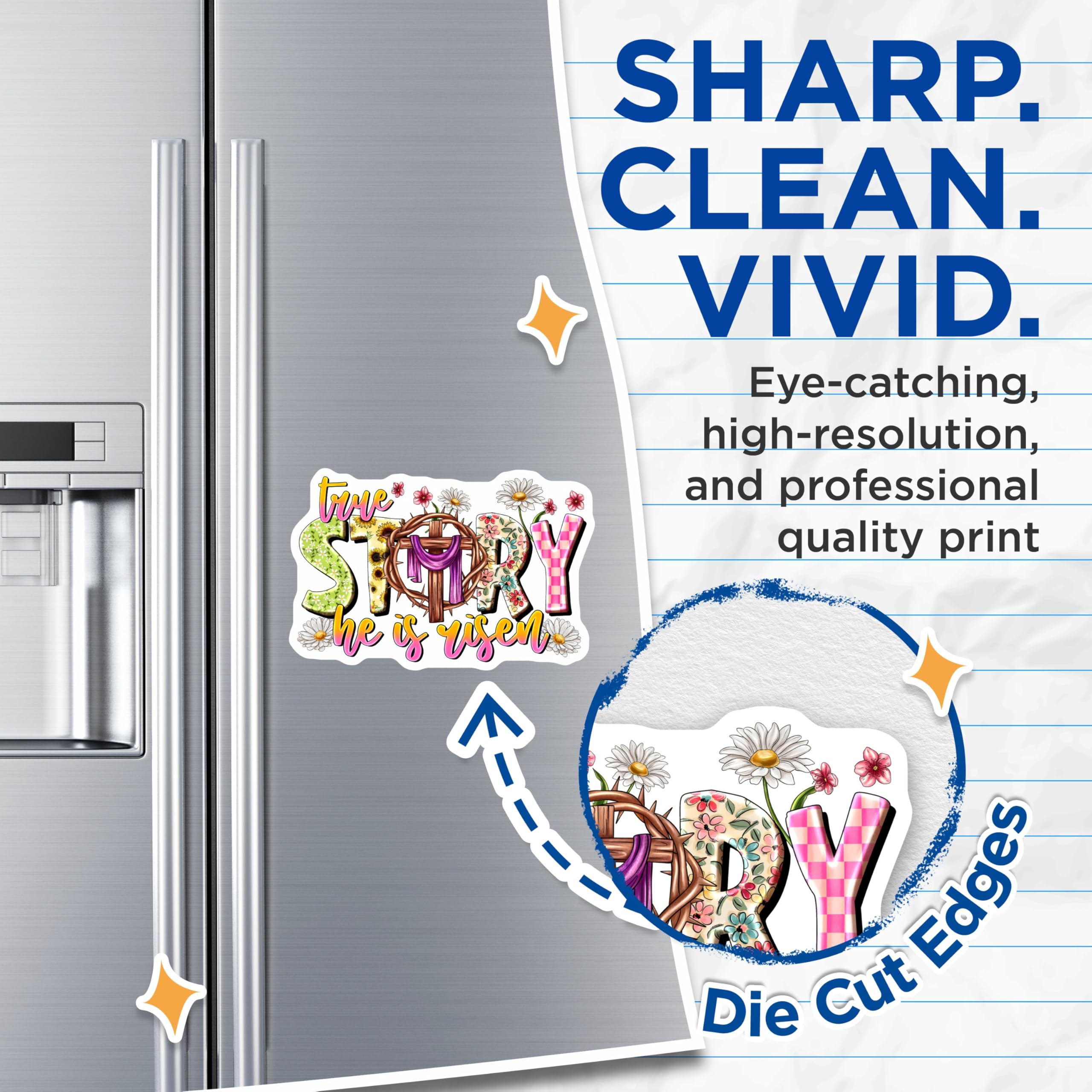 (2 Pack) Easter Christian Magnets - True Story He is Risen - Spring Faith Decor - Religious Refrigerator - 5 Inches On Longest Side - Thick Durable Magnet - Made in USA - MAG26160