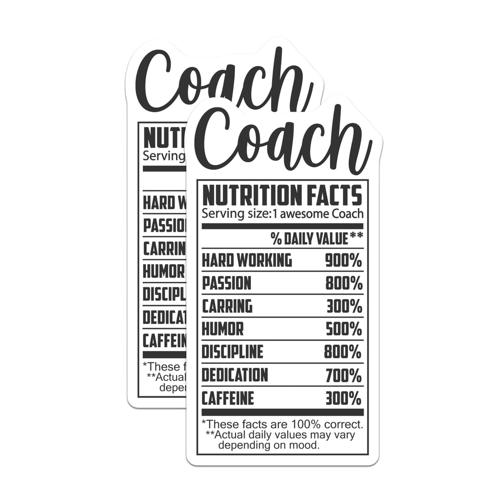 (2 Pack) Coach Nutrition Facts Magnets - Funny Coach Memes - Coach Appreciation - 5" On Longest Side - Premium Magnet - for Cars, Refrigerators, Toolboxes, Lockers - Made in USA - MAG15163