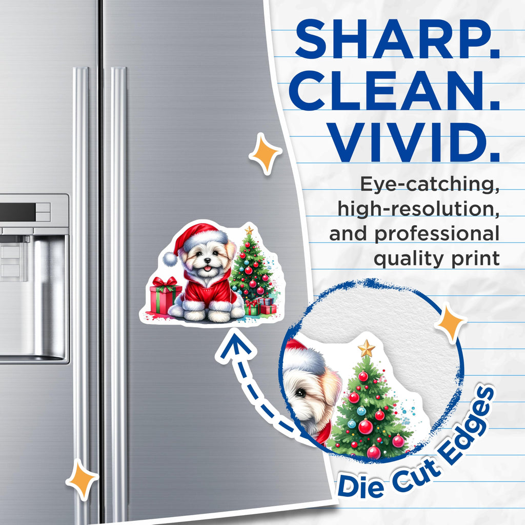 (2 Pack) Christmas Puppy Magnets - Santa Dog Holiday Magnets - Cute Festive Pet Decor - Refrigerator Home Accent - 5 Inches On Longest Side - Thick Durable Magnet - Made in USA - MAG23831