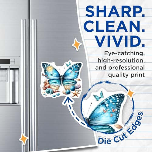 (2 Pack) Butterfly Ocean Magnets - Beach Theme - Coastal Decor - Sea Life - Nautical Magnets - 5" On Longest Side - for Cars, Fridges, Toolboxes - Made in USA - MAG7171