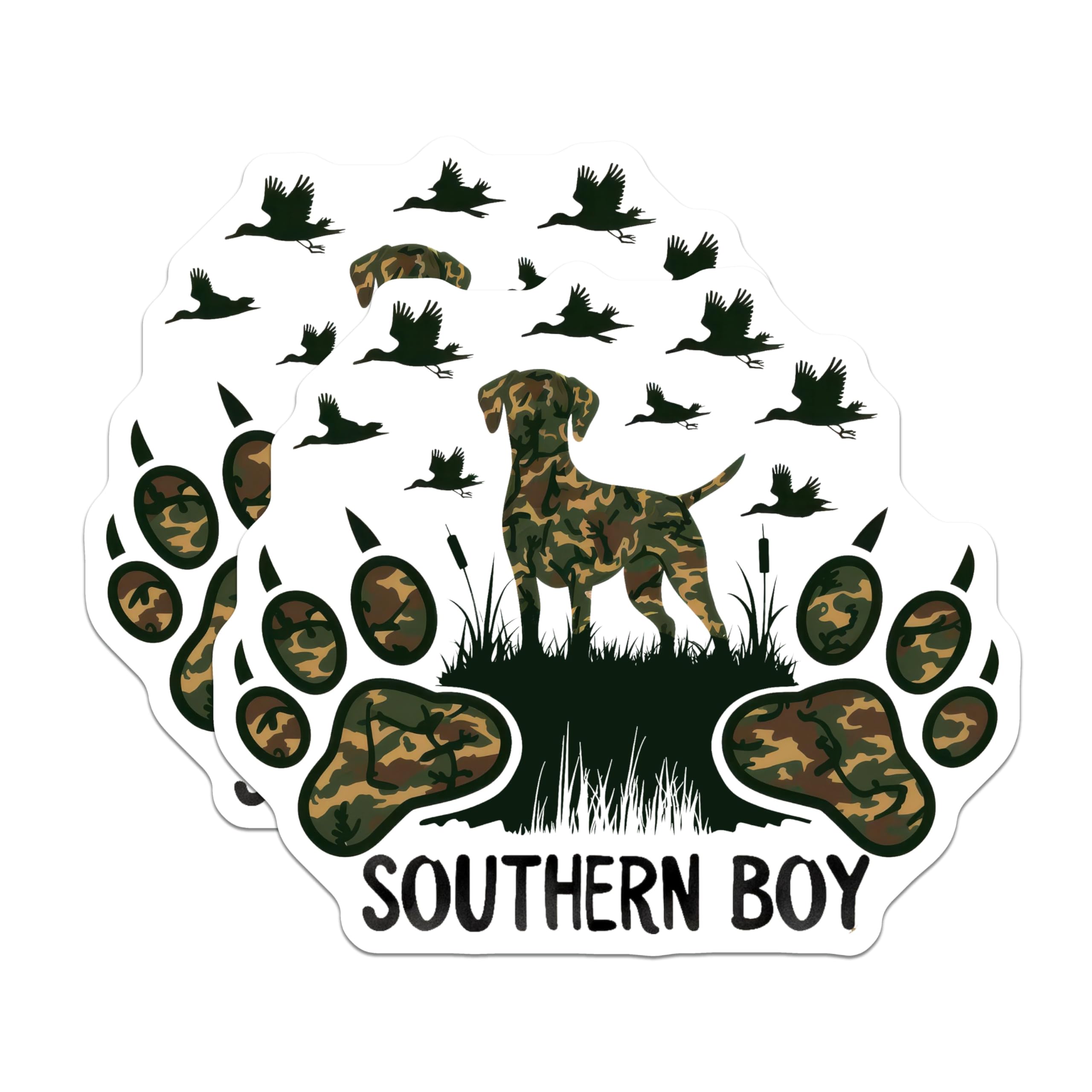 (2 Pack) Camo Hunting Dog Magnets - Southern Boy Duck Hunter Decor - Outdoorsman Refrigerator Vehicle Magnet - 5 Inches On Longest Side - Thick Durable Magnet - Made in USA - MAG19833