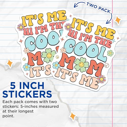(2 Pack) Cool Mom Stickers - 5" On Longest Side - Sticks to Smooth Flat Surfaces - Made in USA - BMCS8919 - BMCS8919