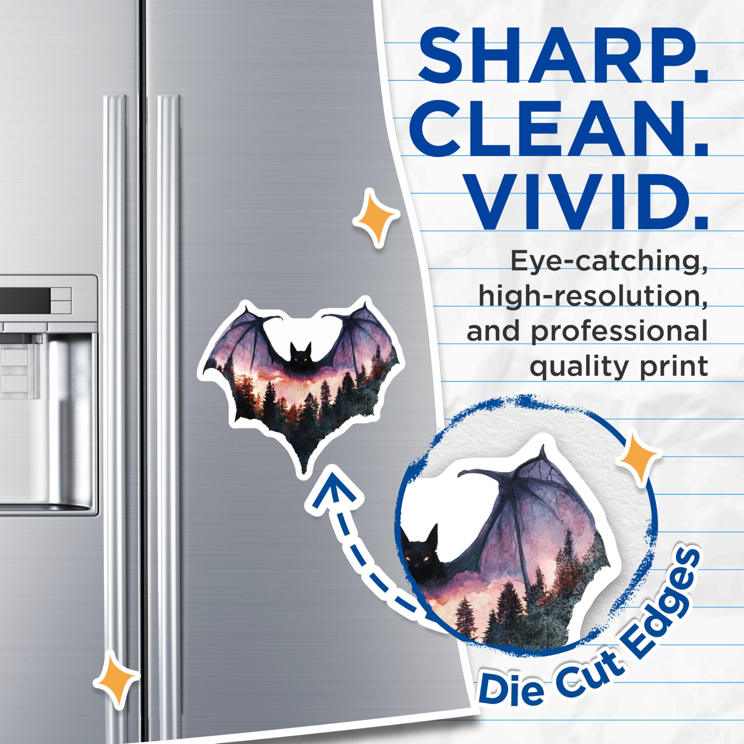 (2 Pack) Bat Forest Magnets - Spooky Tree Scene - Halloween Refrigerator Decor - 5" On Longest Side - Premium Magnet - for Cars, Refrigerators, Toolboxes, Lockers - Made in USA - MAG14735